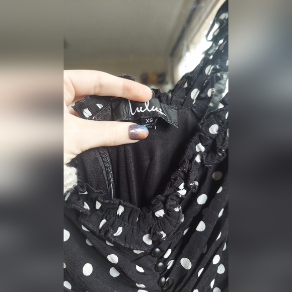 Lulu's Black and White Polka Dot Midi Dress - Picture 7 of 7